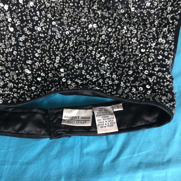 90’s Newport News silk black with silver beading/sequins backless sexy top. - Picture 4 of 4